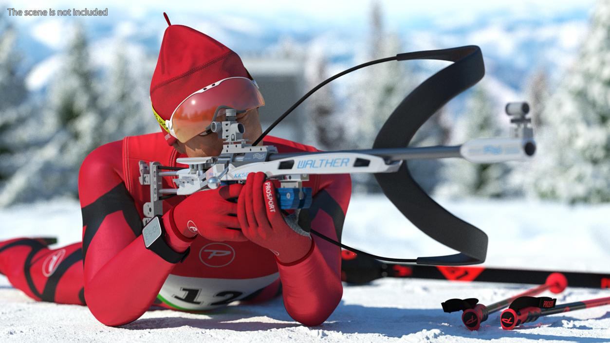 3D Biathlete Fully Equipped Shooting Pose model