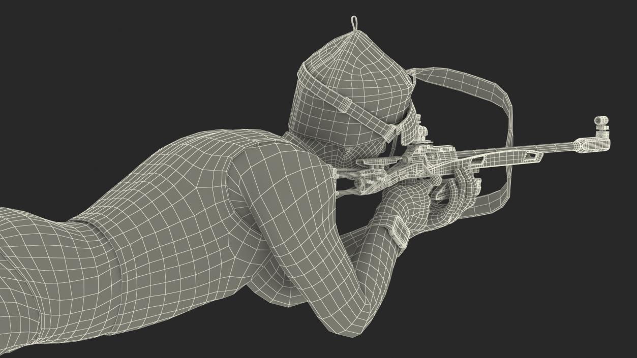 3D Biathlete Fully Equipped Shooting Pose model