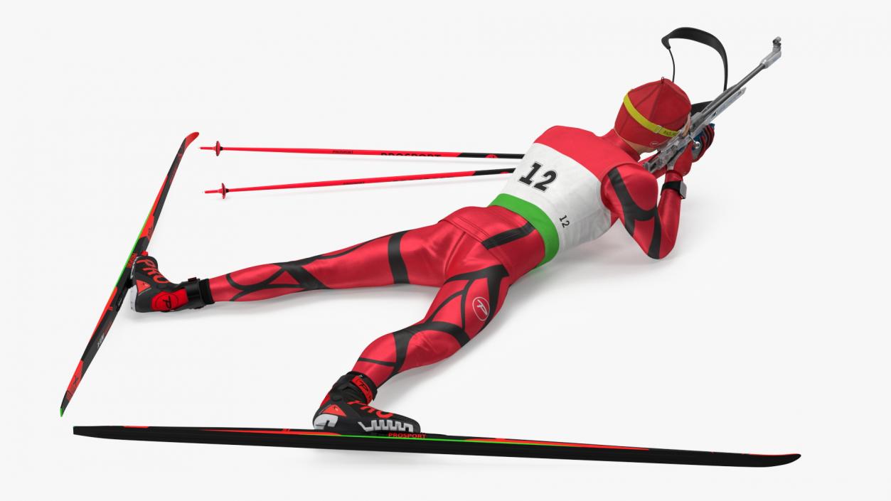 3D Biathlete Fully Equipped Shooting Pose model