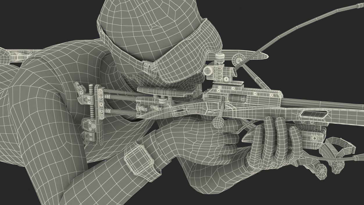 3D Biathlete Fully Equipped Shooting Pose model