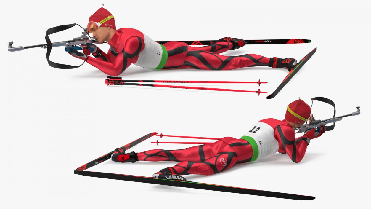 3D Biathlete Fully Equipped Shooting Pose model