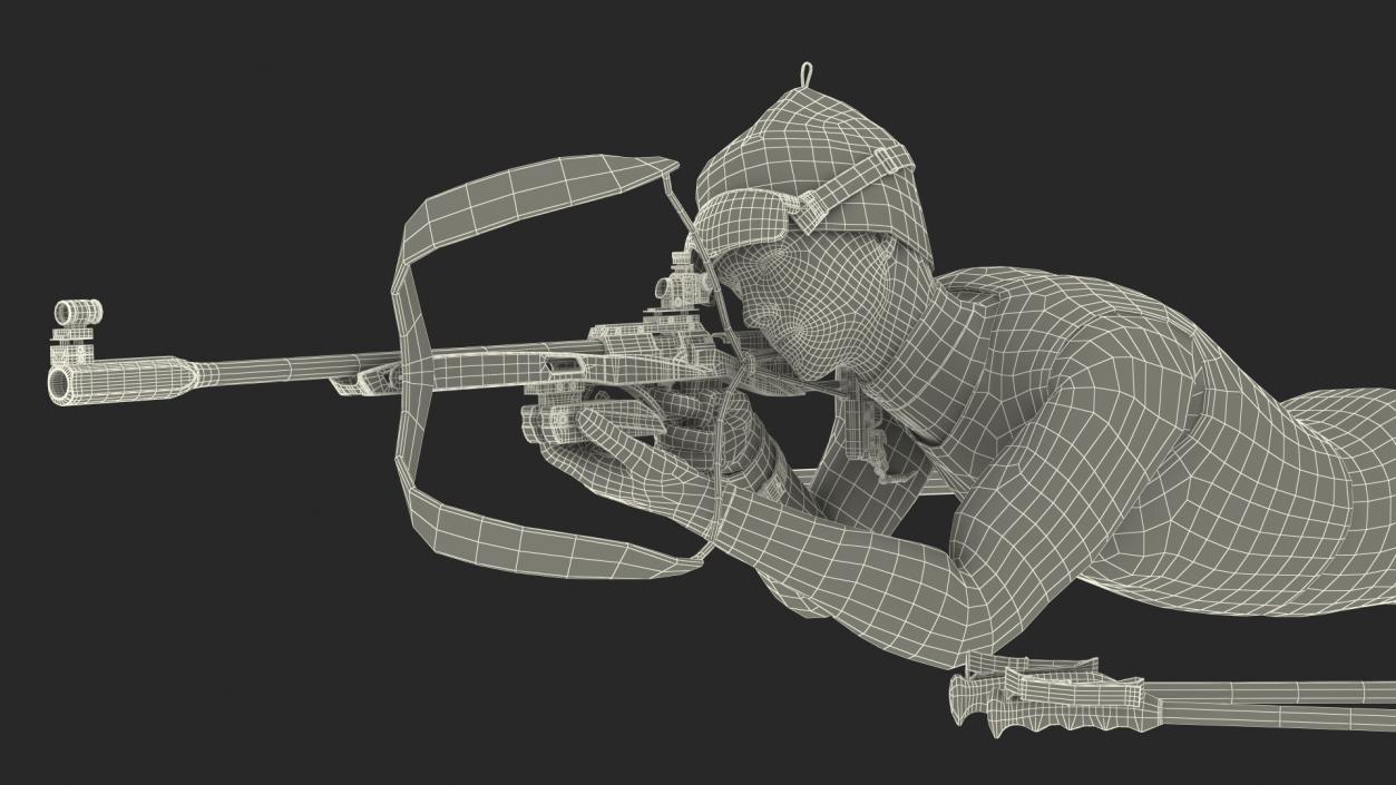 3D Biathlete Fully Equipped Shooting Pose model