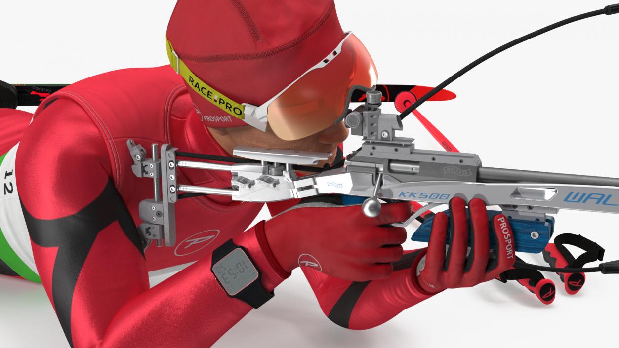 3D Biathlete Fully Equipped Shooting Pose model