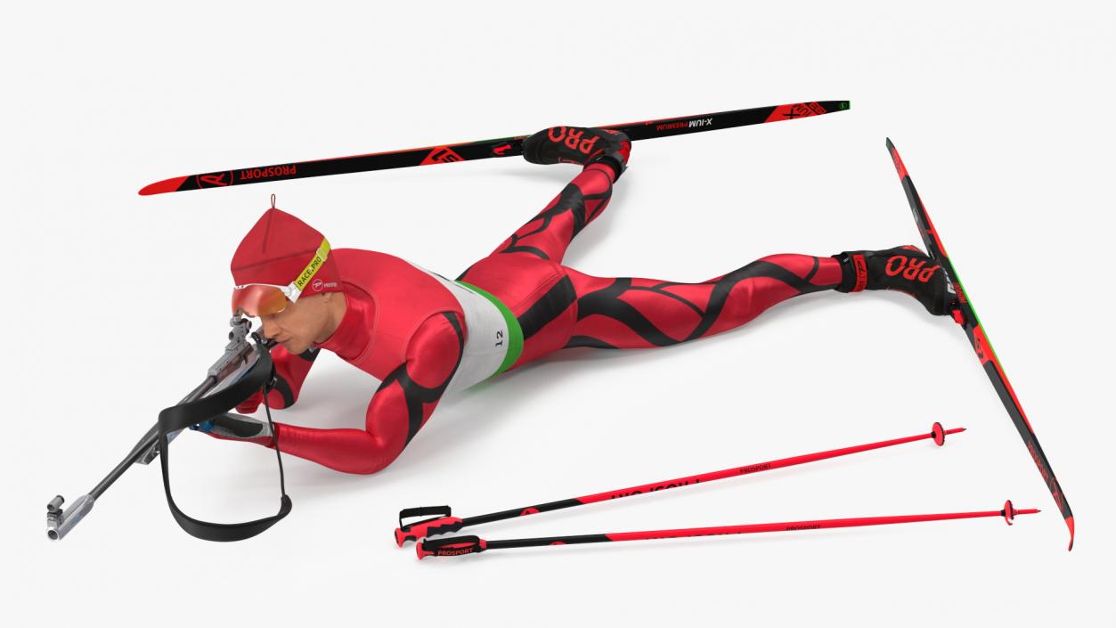 3D Biathlete Fully Equipped Shooting Pose model