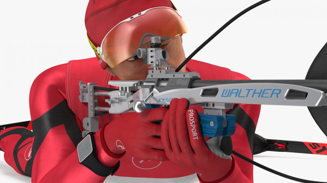 3D Biathlete Fully Equipped Shooting Pose model