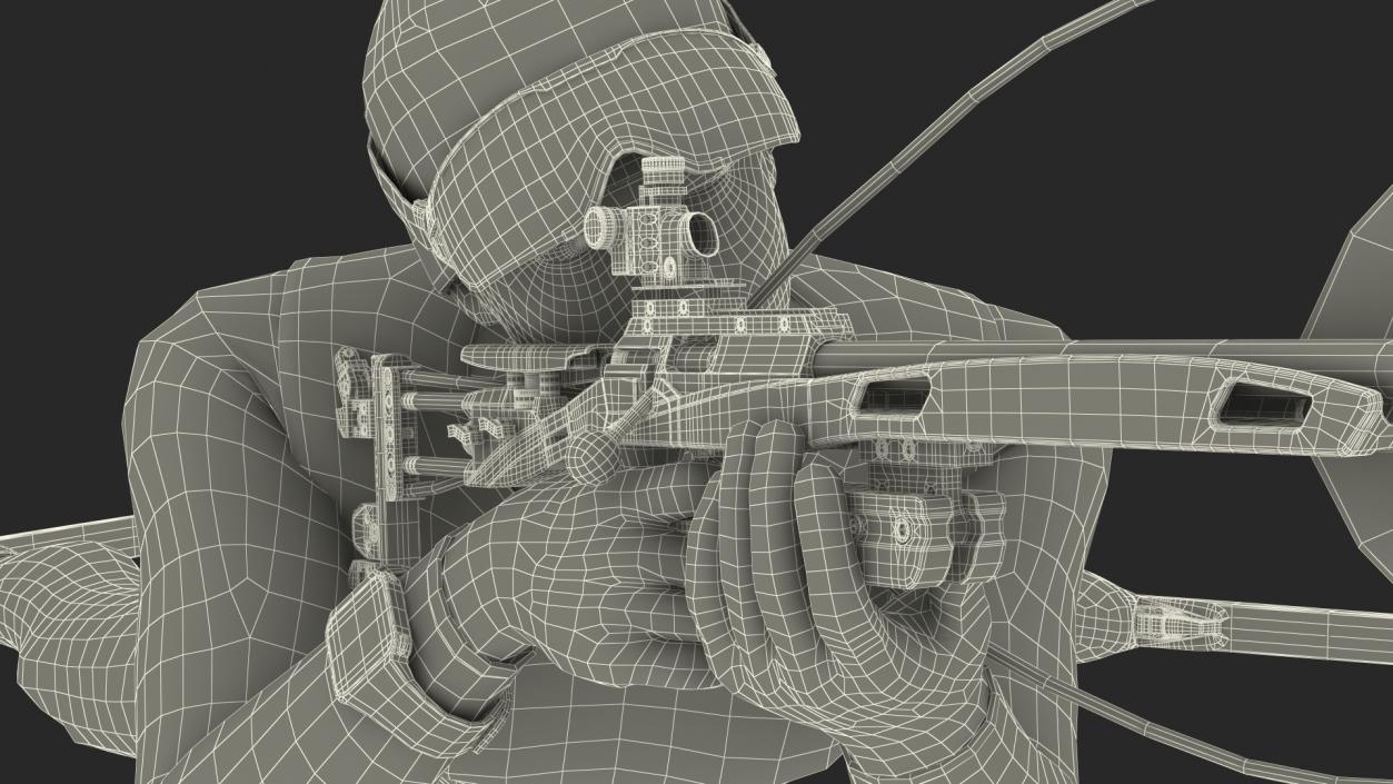 3D Biathlete Fully Equipped Shooting Pose model