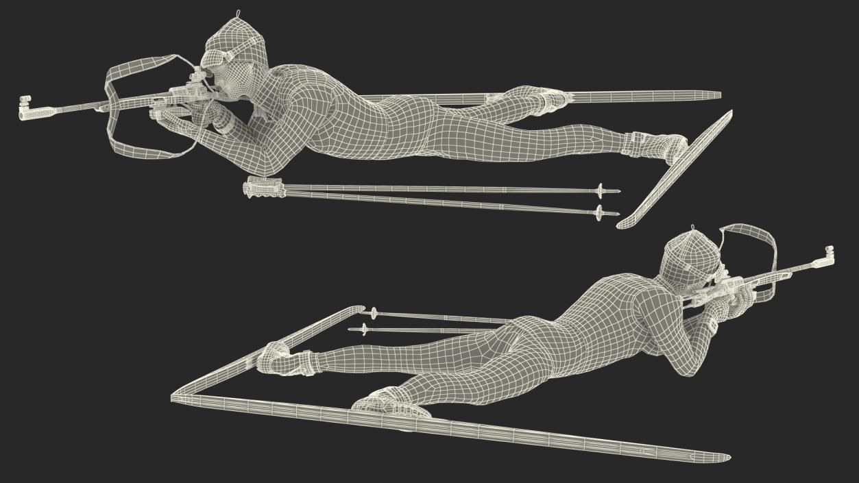 3D Biathlete Fully Equipped Shooting Pose model