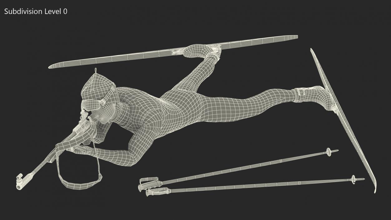 3D Biathlete Fully Equipped Shooting Pose model