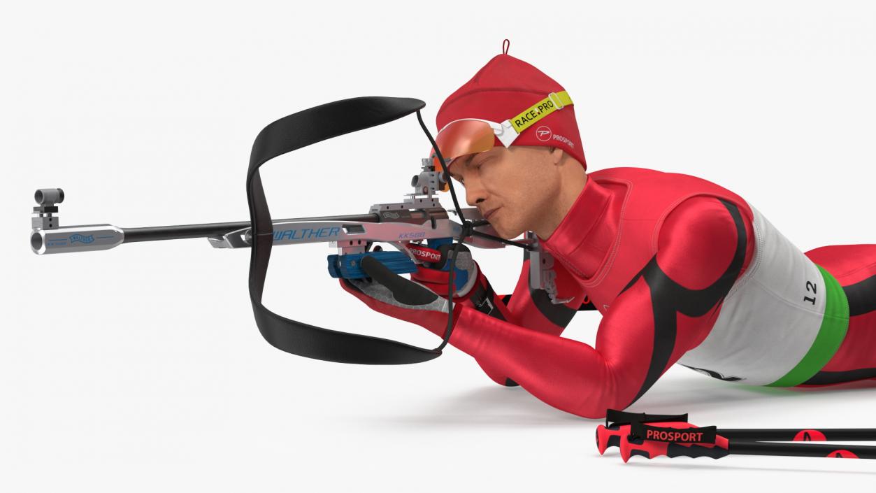 3D Biathlete Fully Equipped Shooting Pose model