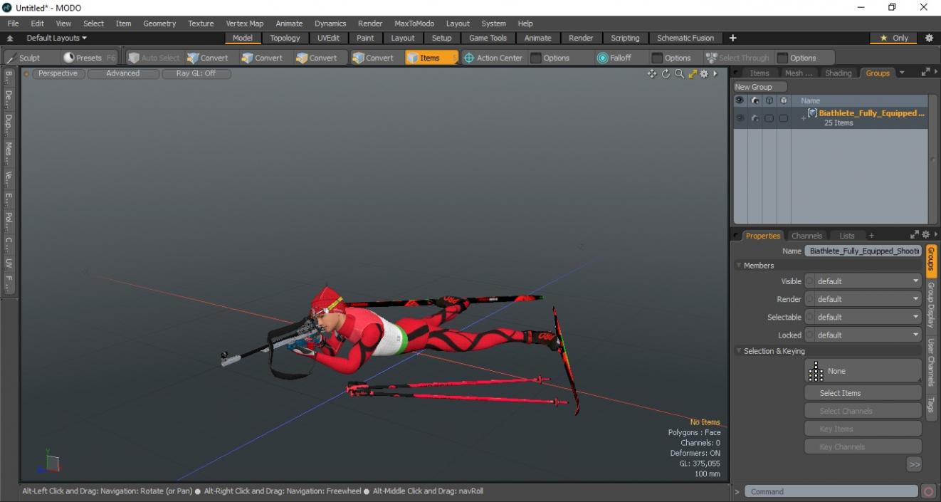 3D Biathlete Fully Equipped Shooting Pose model