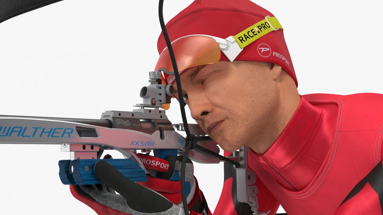 3D Biathlete Fully Equipped Shooting Pose model