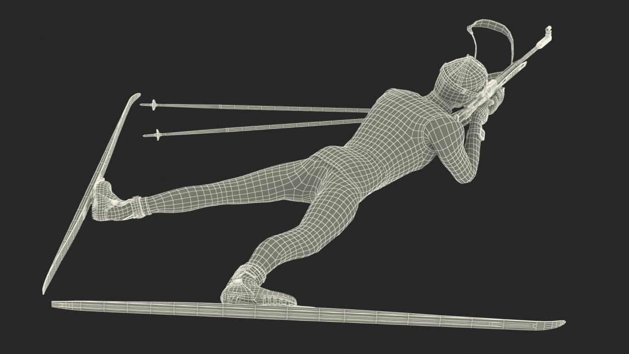 3D Biathlete Fully Equipped Shooting Pose model