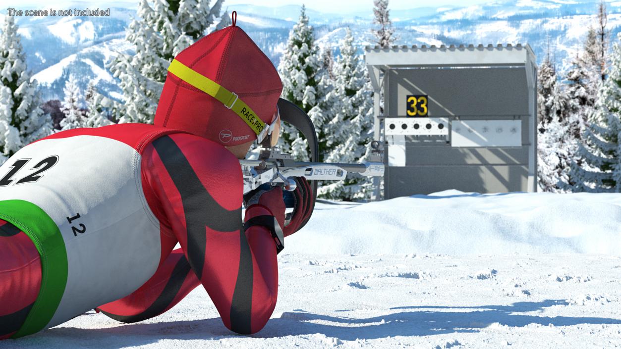 3D Biathlete Fully Equipped Shooting Pose model