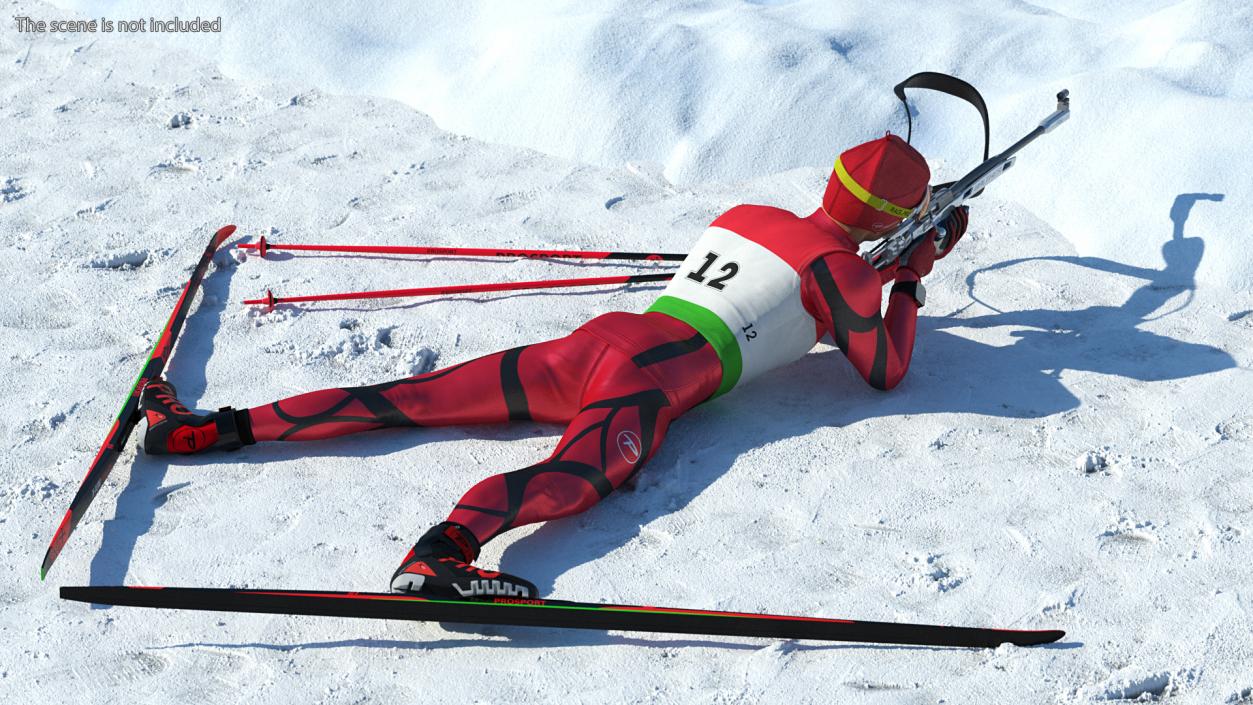 3D Biathlete Fully Equipped Shooting Pose model