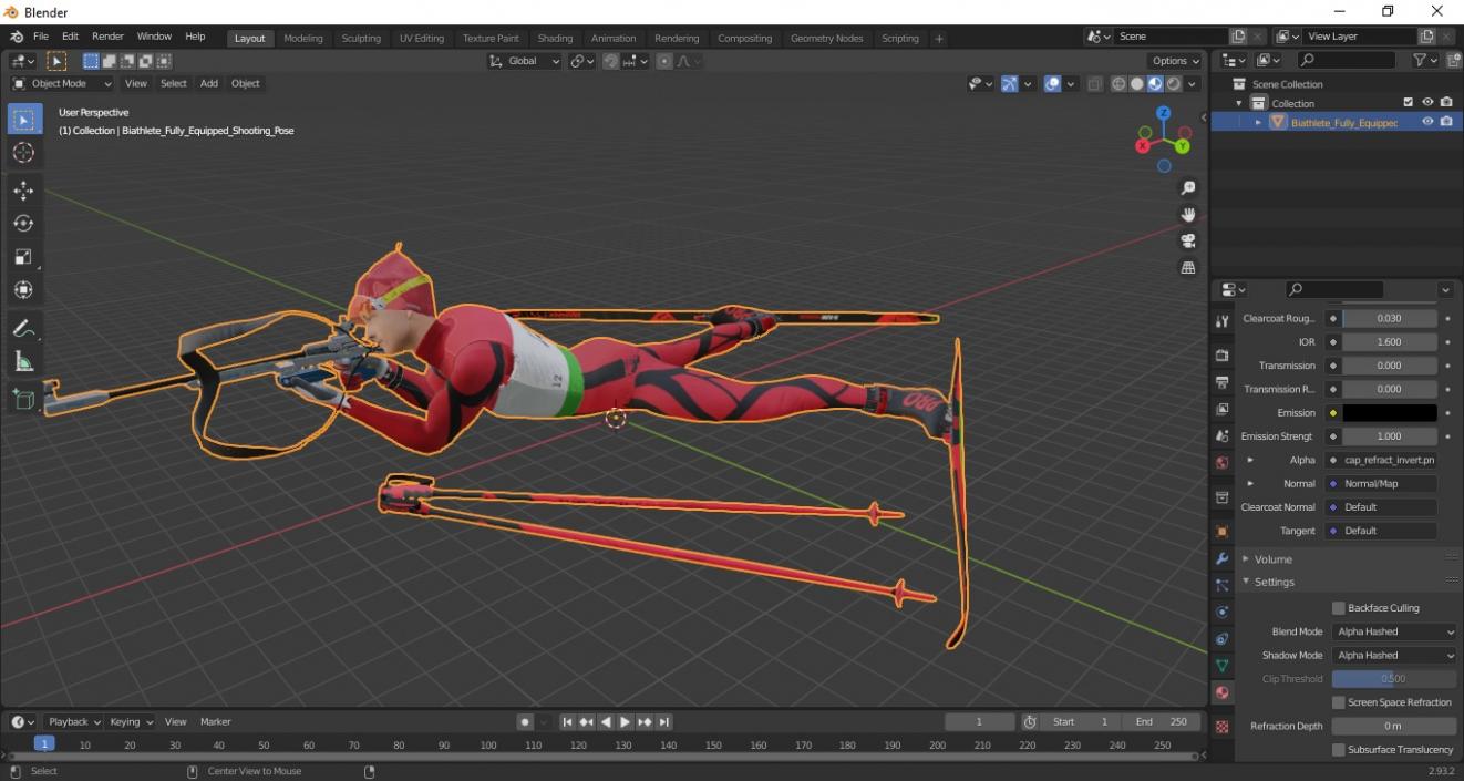 3D Biathlete Fully Equipped Shooting Pose model