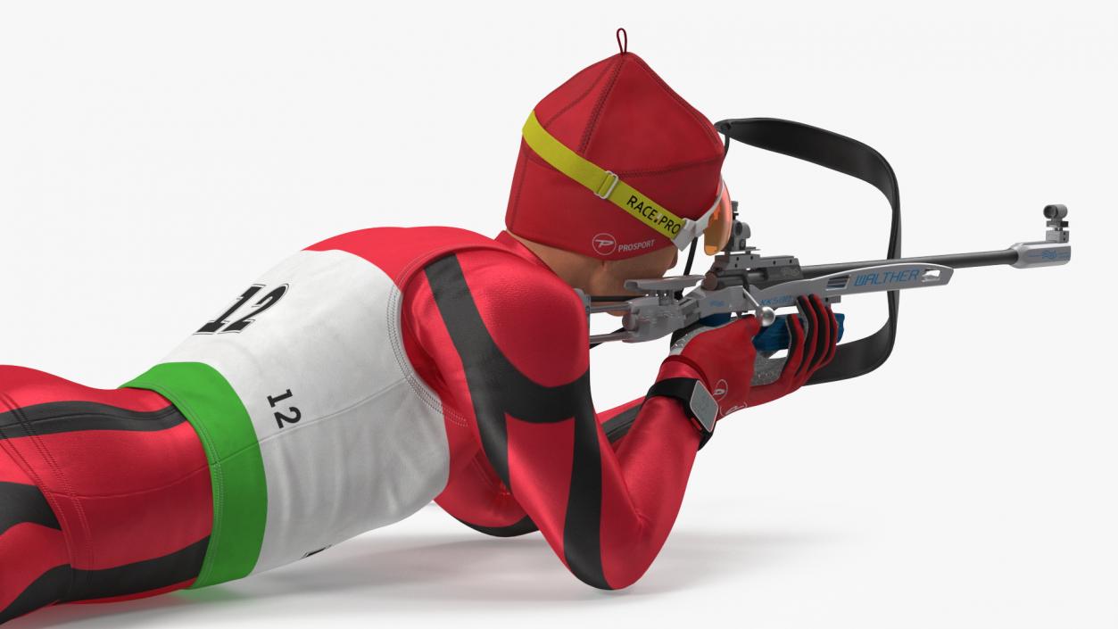 3D Biathlete Fully Equipped Shooting Pose model