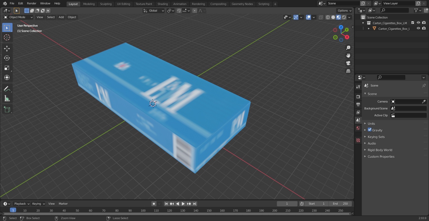 Carton Cigarettes Box LM 3D model