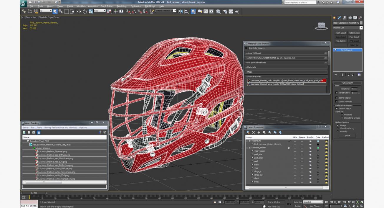 Red Lacrosse Helmet Generic 3D