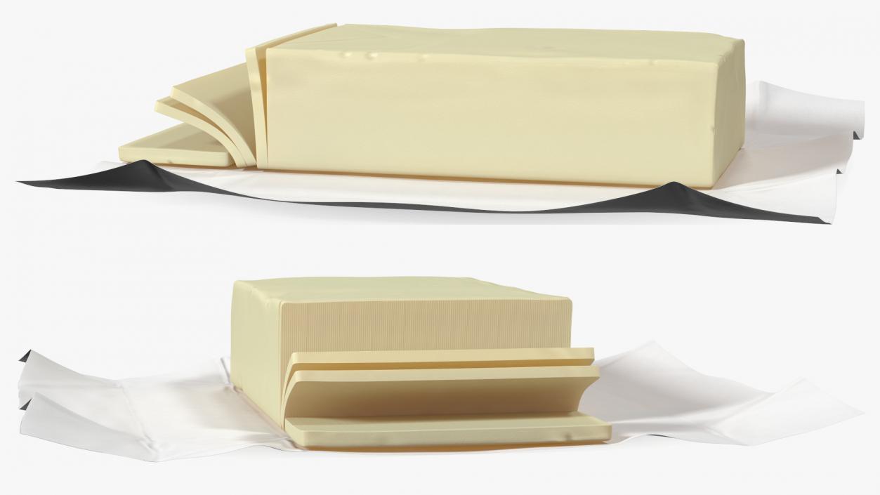 3D Sliced Butter in Open Foil Packaging