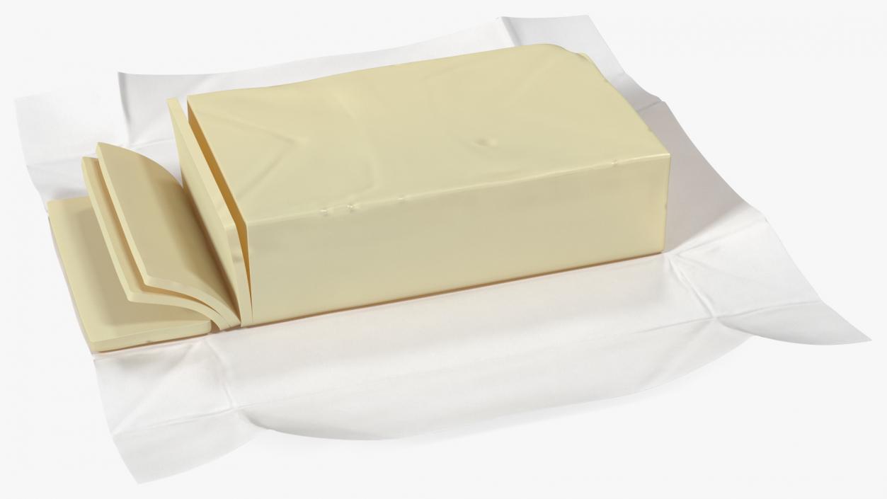 3D Sliced Butter in Open Foil Packaging