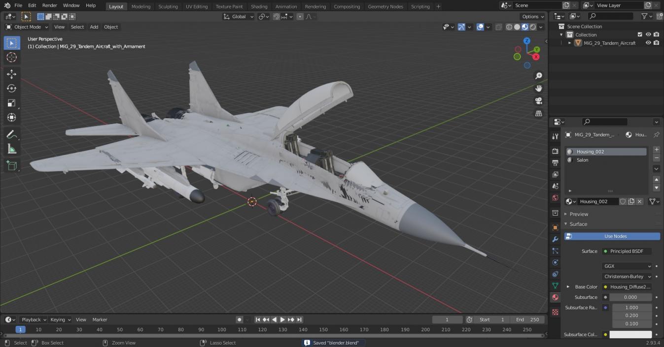 3D MiG 29 Tandem Aircraft with Armament