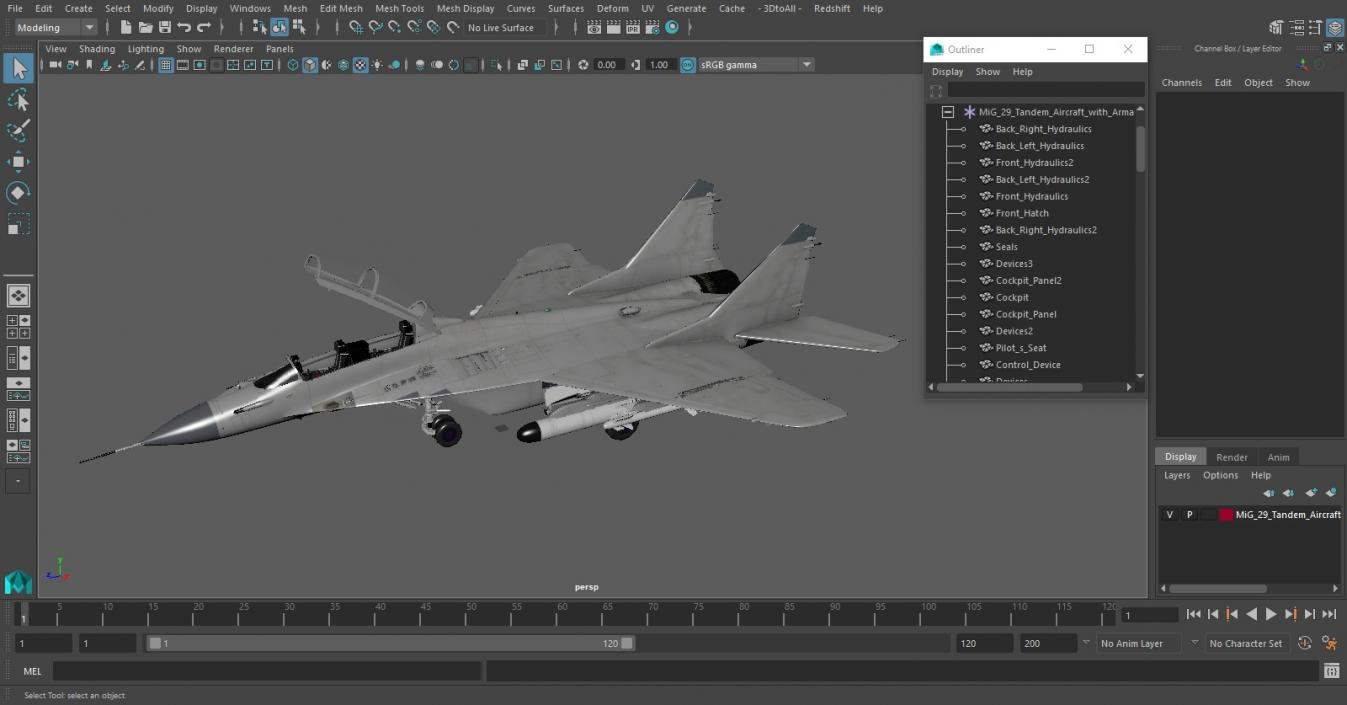 3D MiG 29 Tandem Aircraft with Armament