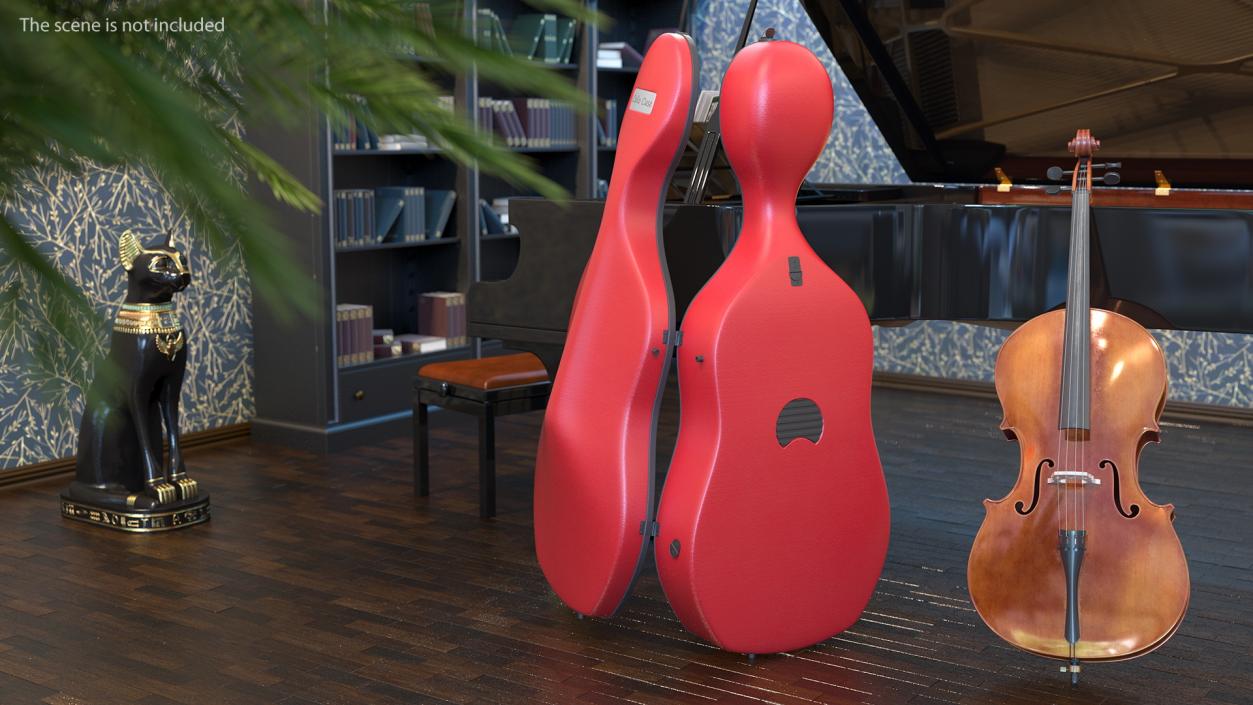 Red Cello Case Open 3D model