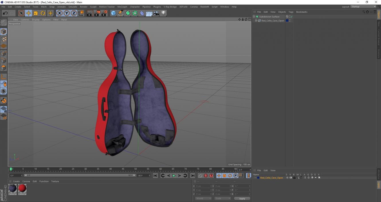 Red Cello Case Open 3D model