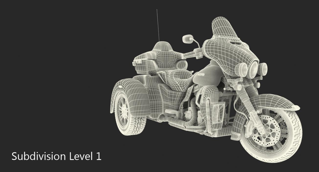 Harley Davidson Tri Glide 2016 Rigged 3D