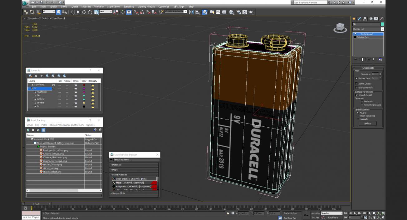 3D Nine-Volt Duracell Battery