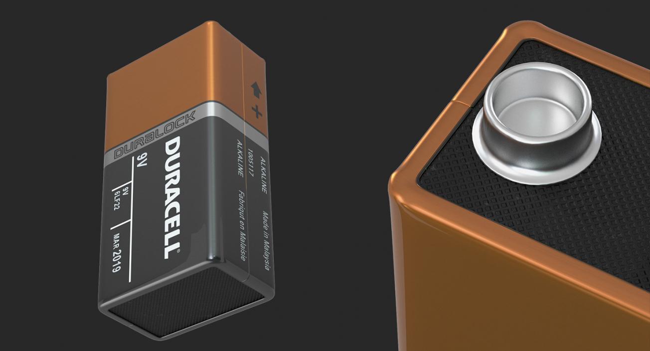 3D Nine-Volt Duracell Battery