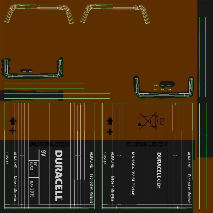 3D Nine-Volt Duracell Battery