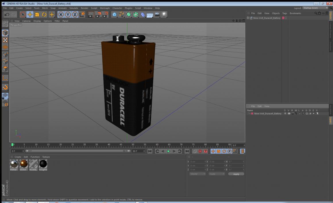 3D Nine-Volt Duracell Battery