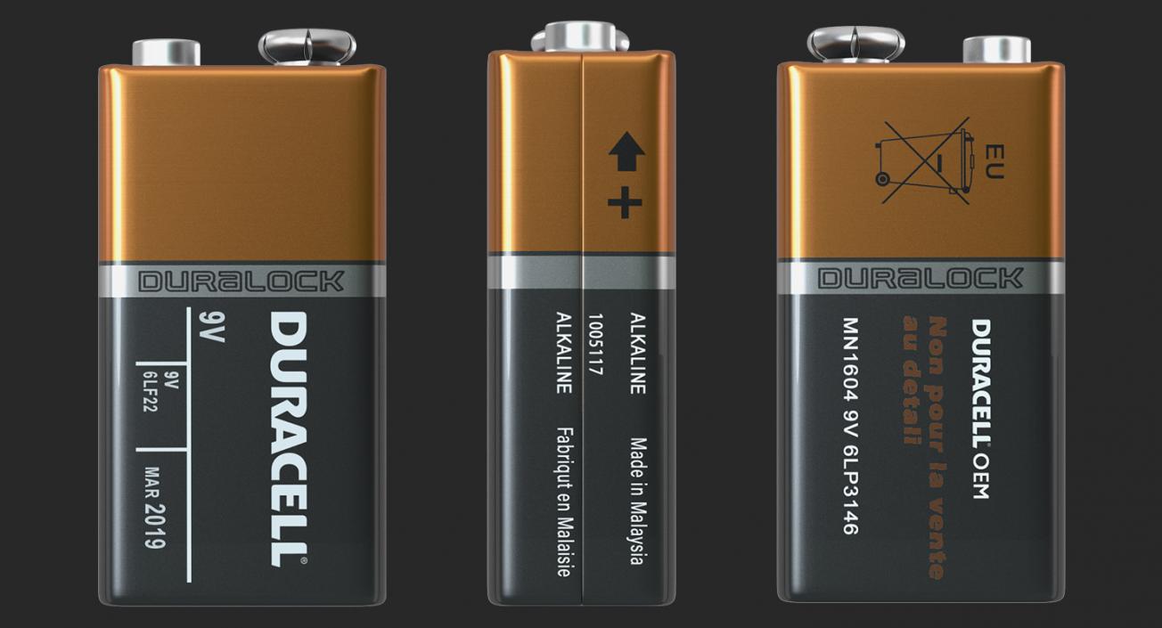 3D Nine-Volt Duracell Battery