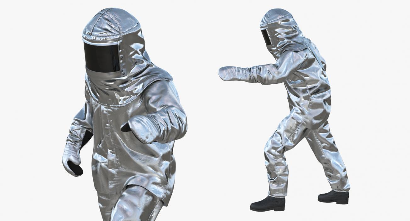 3D Firefighter Wearing Firefighting Suit Aluminum Foil