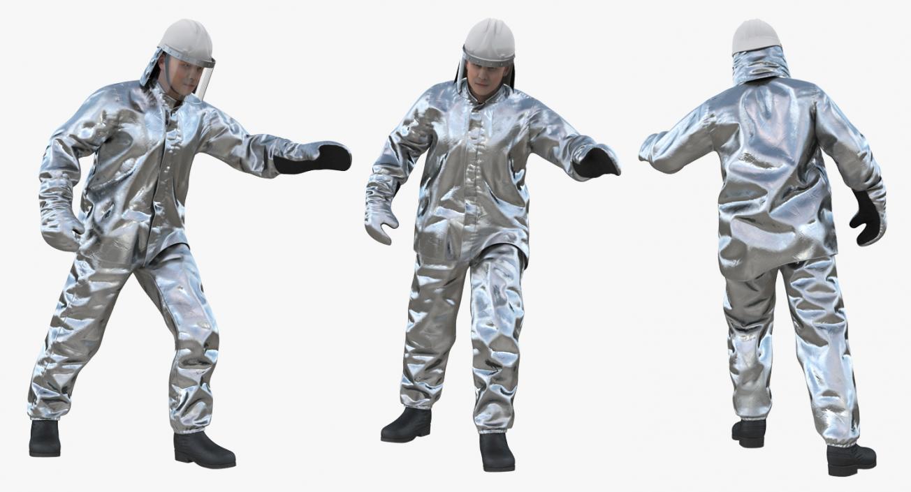 3D Firefighter Wearing Firefighting Suit Aluminum Foil