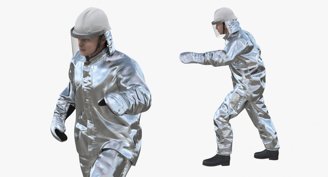 3D Firefighter Wearing Firefighting Suit Aluminum Foil