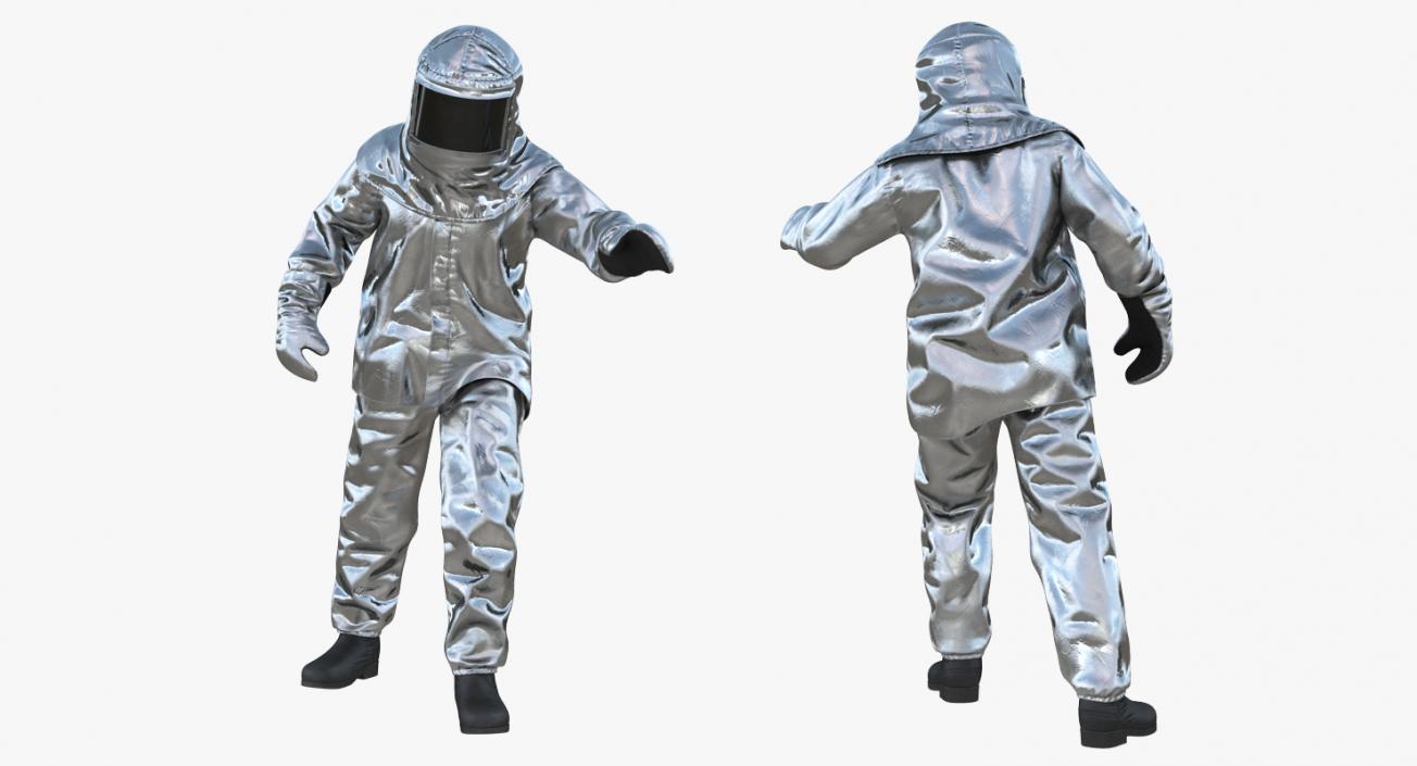 3D Firefighter Wearing Firefighting Suit Aluminum Foil