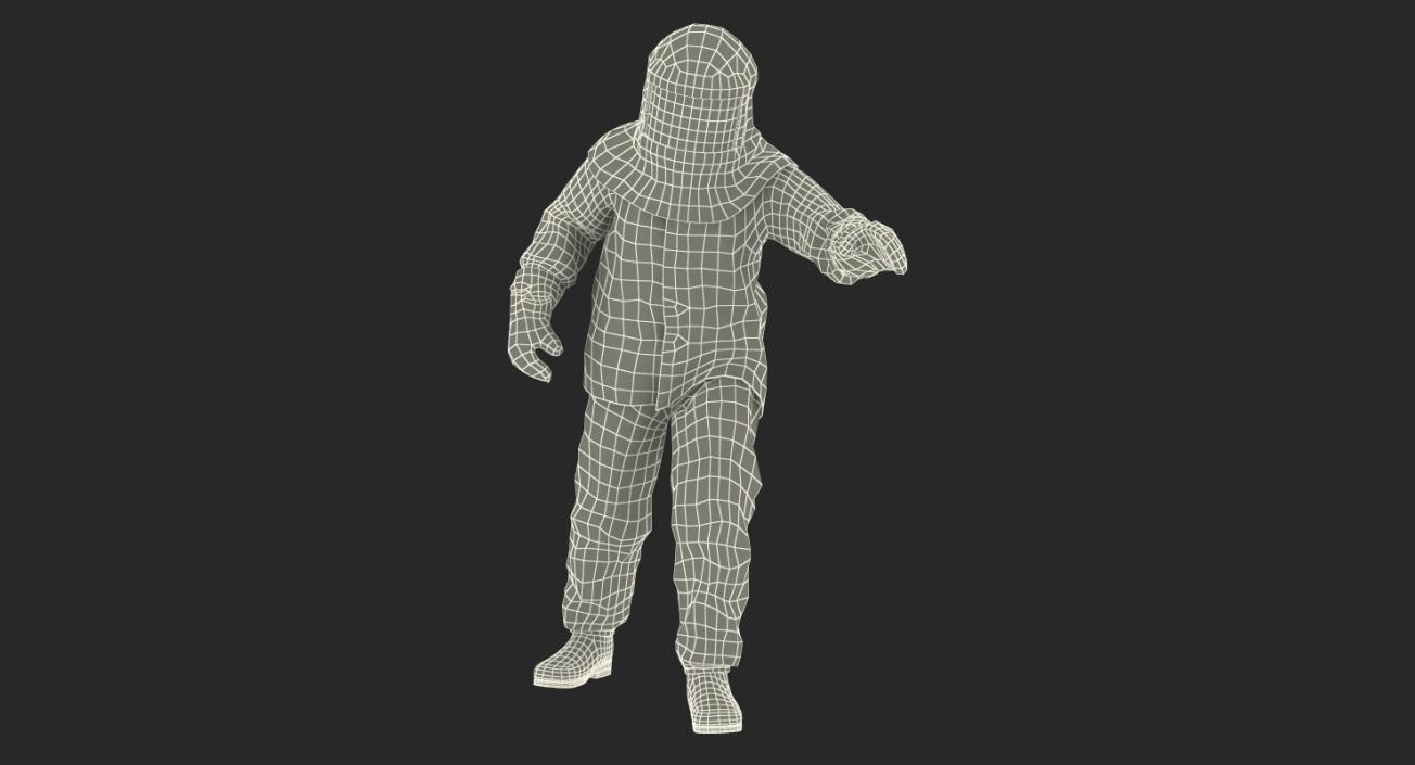 3D Firefighter Wearing Firefighting Suit Aluminum Foil