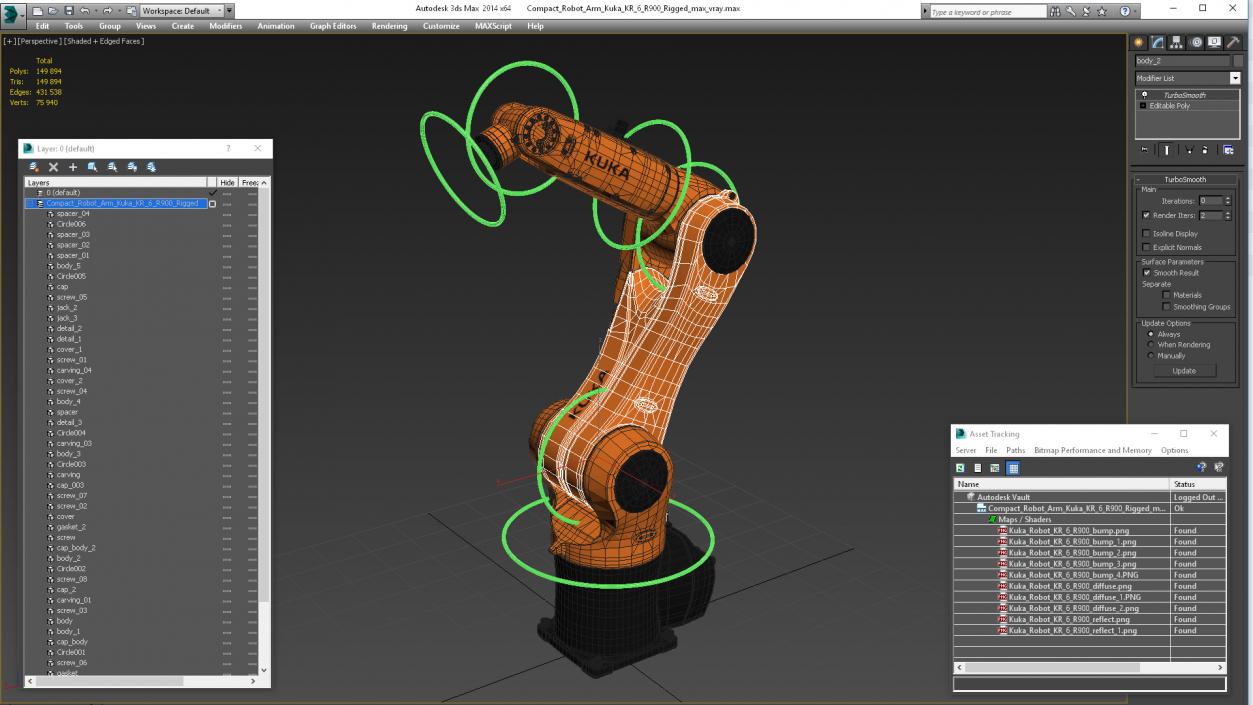 Compact Robot Arm Kuka KR 6 R900 Rigged 3D model