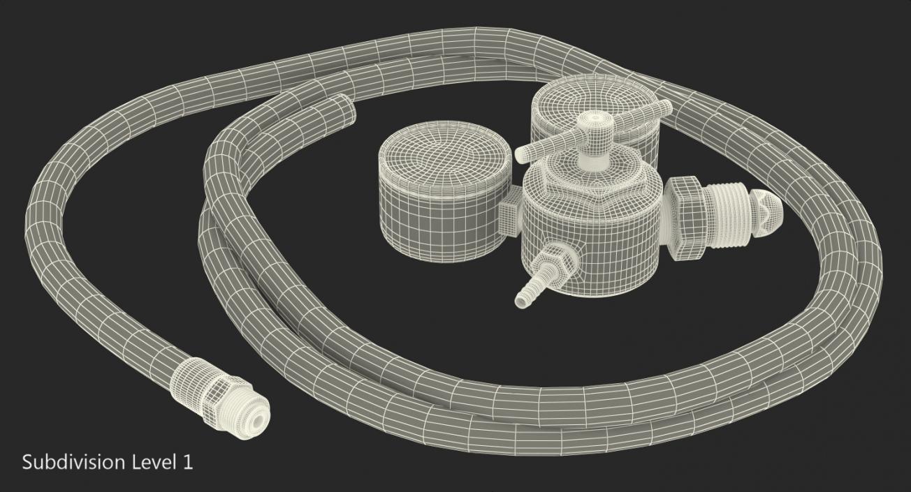 3D Argon Pressure Regulator with Gas Hose model