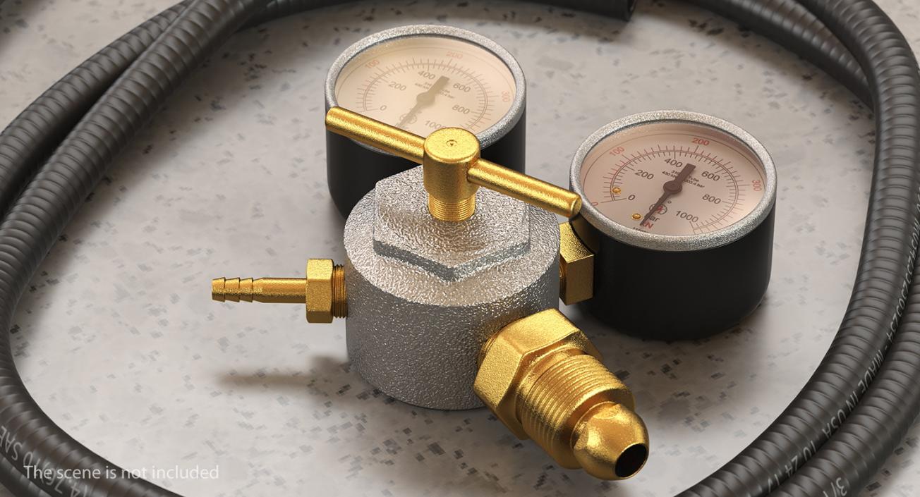 3D Argon Pressure Regulator with Gas Hose model