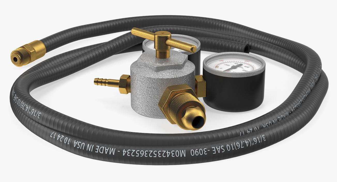 3D Argon Pressure Regulator with Gas Hose model