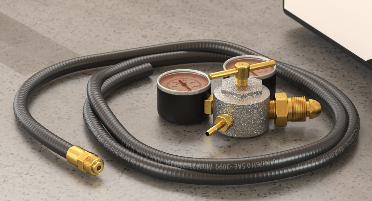 3D Argon Pressure Regulator with Gas Hose model