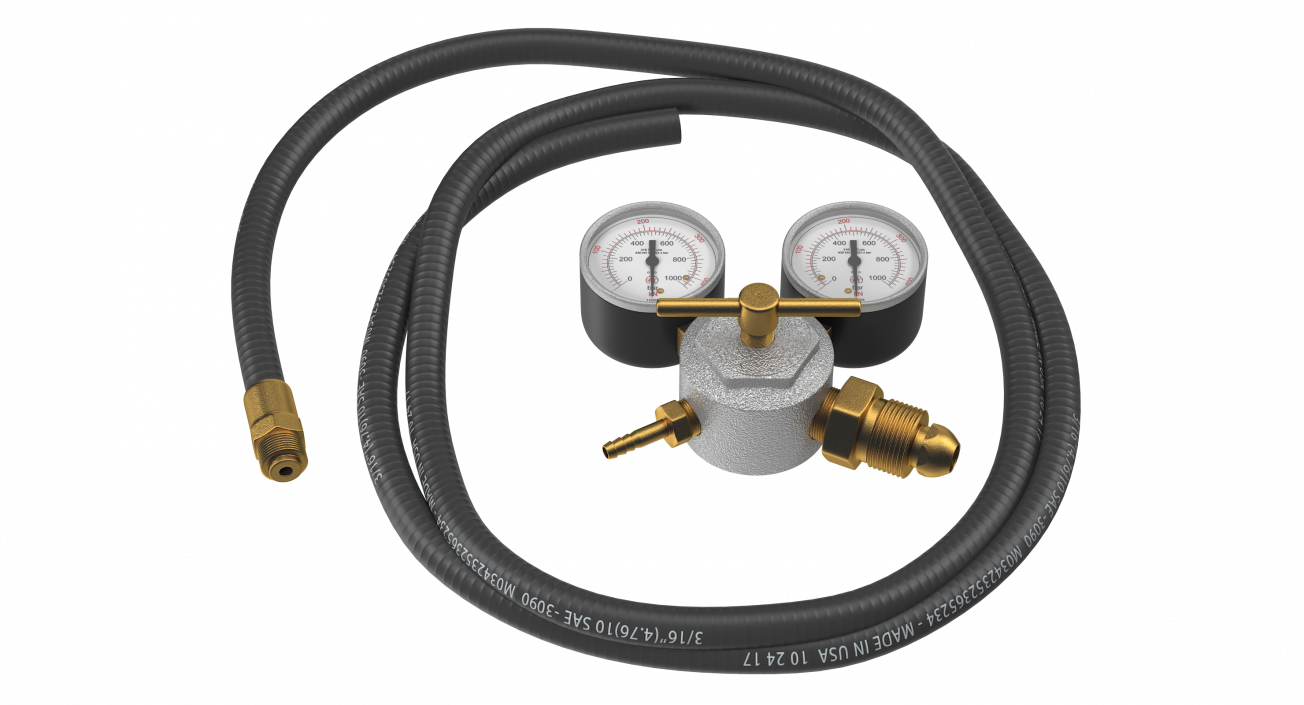 3D Argon Pressure Regulator with Gas Hose model