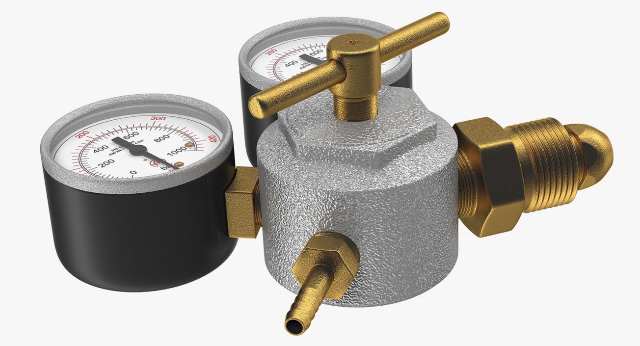 3D Argon Pressure Regulator with Gas Hose model