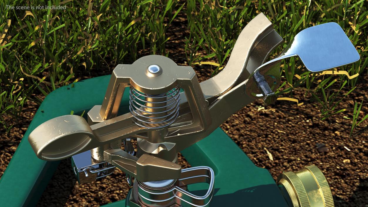 Impact Lawn Sprinkler with Metal Base 3D