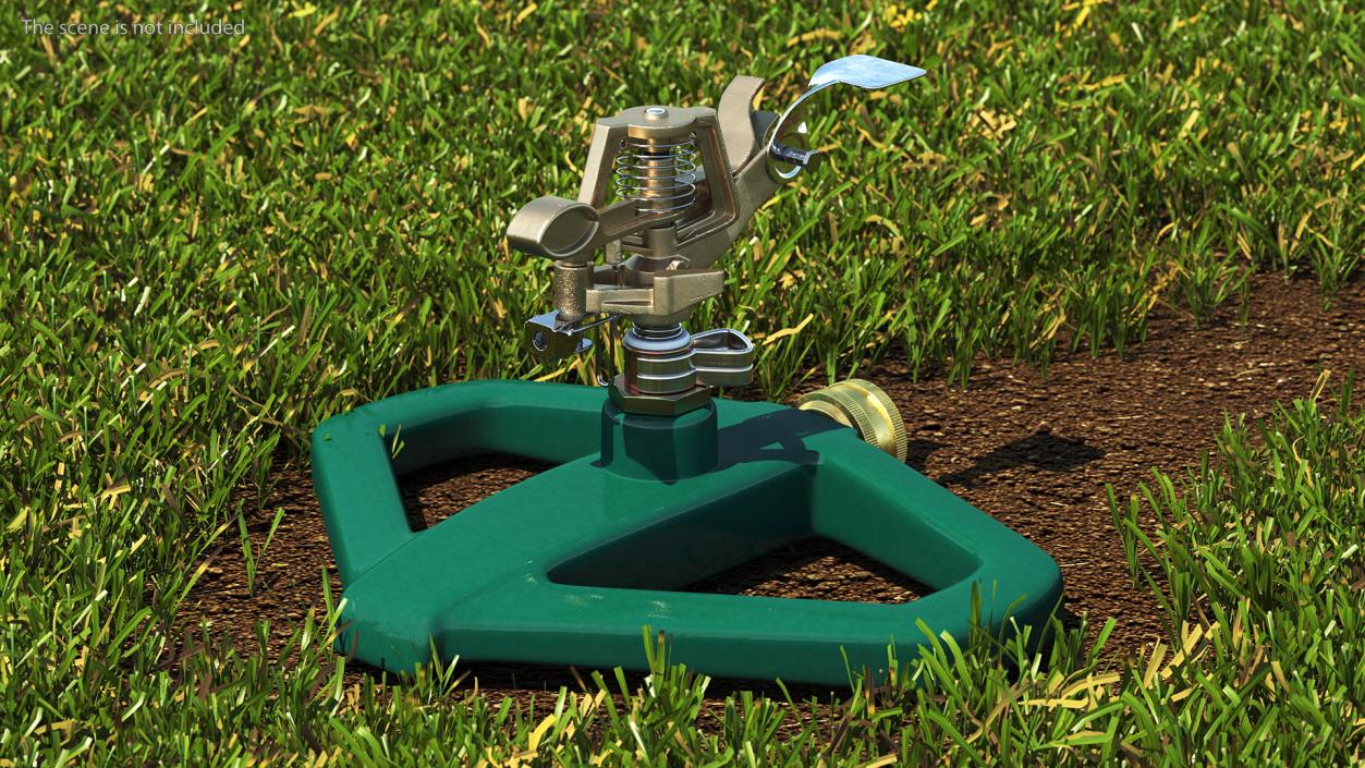 Impact Lawn Sprinkler with Metal Base 3D