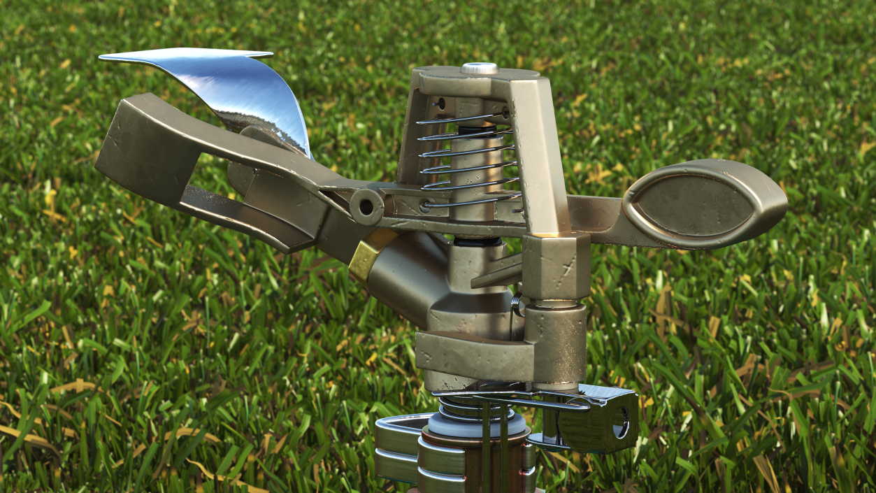 Impact Lawn Sprinkler with Metal Base 3D