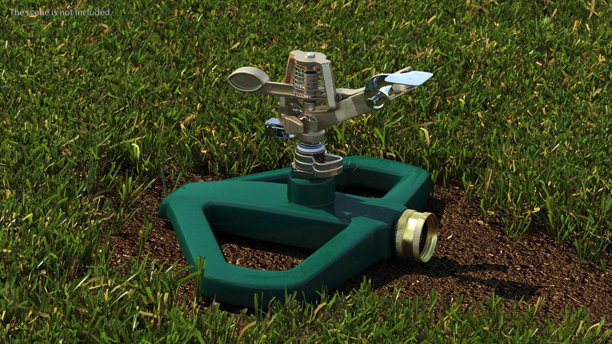 Impact Lawn Sprinkler with Metal Base 3D